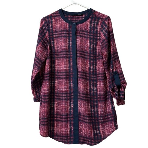 Zac & Rachel Woman Size Small Tunic Shirt Long Sleeve Polyester Relaxed Colorful - Picture 1 of 10